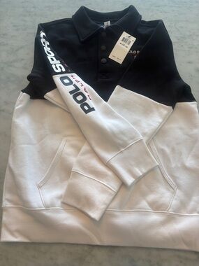 Polo by Ralph Lauren Black & White Colorblock Polo Hoodie